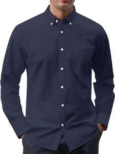 Chemise habillée pour homme, en coton 100% respirant, couleur violet clair, à manches longues, col boutonné, tissée, uniforme de bureau - Product Image 4