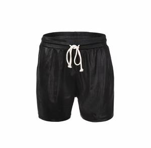 Men's Solid Color Drawstring Mid Waist <b>Shorts</b> in Satin Fabric Casual Style 100% Cotton Front Logo Breathable - Product Image 3