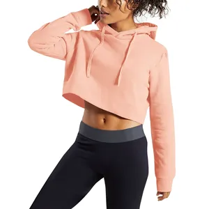 Sweat-shirt à capuche court pour femme, couleur unie, manches longues, tricoté, respirant, en coton et fibre de bambou, idéal pour l'automne - Product Image 3