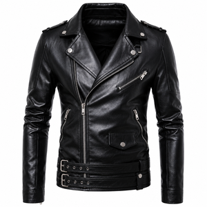 Blouson d'hiver pour homme en cuir polyuréthane, imperméable, séchage rapide, respirant, doublure en coton, écologique, tendance, col montant - Product Image 1