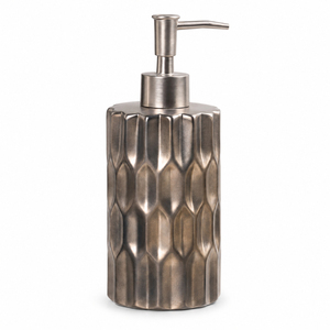 Dispensador de Jabón Metálico Acanalado Premium, Níquel Brillante, Bomba de Jabón Líquido Manual, Diseño Art Deco Moderno para Baño, Hotel, Encimera - Product Image 5