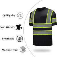 Chemise de travail de sécurité imperméable à haute visibilité pour homme, noire, avec bandes réfléchissantes, poche poitrine, personnalisable, en polyester