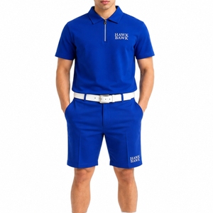 Ensemble de vêtements de sport élégants pour hommes, polo et short, avec fermeture éclair et logo de la marque, vêtements de golf décontractés, uniforme de golf personnalisé - Product Image 1
