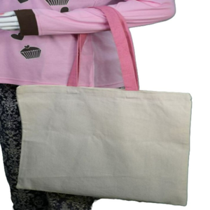 Sac fourre-tout en toile de coton biologique 100 % naturel, couleur unie, fermeture bouton/zip, taille moyenne, accepte logo personnalisé, excellent sac promotionnel - Product Image 2