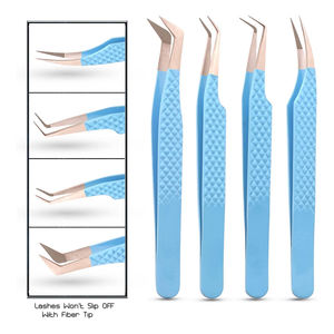 Kit Profesional de Extensión de Pestañas de 4 Piezas, Juego de Pinzas Antiestáticas de Acero Inoxidable, Puntas de Fibra Lisas/Serradas Personalizadas - Product Image 6