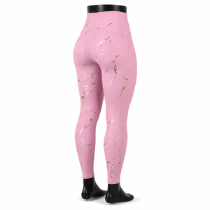 Pink Gold Paisley Print Twist <b>Mesh</b> High Waist Full Length Yoga Leggings Seamless Elastic Waist Women's Fitness <b>Pants</b> - Product Image 4