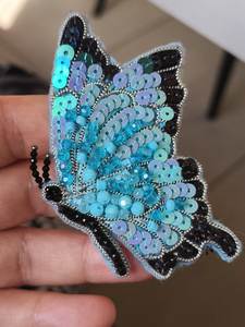 Designer Handmade Embroidery Brooch with Pearls Beads and Sequins - Product Image 3