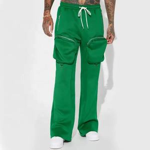 Streetwear décontracté pour hommes Pantalon de survêtement évasé cargo en molleton de coton Dernier design Pantalon évasé baggy à jambe large Cordon de serrage Taille empilée - Product Image 4
