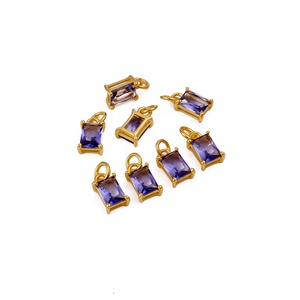 Hecho a mano tanzanita cuarzo Baguette corte facetado chapado en oro punta conjunto colgante encanto hacer componente para collares pulseras - Product Image 3