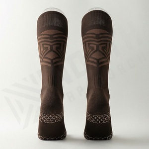 <b>Knee</b> <b>High</b> Compression <b>Socks</b> Geometric Pattern Breathable Running Athletic Support Adult Autumn Sport <b>Socks</b> - Product Image 2
