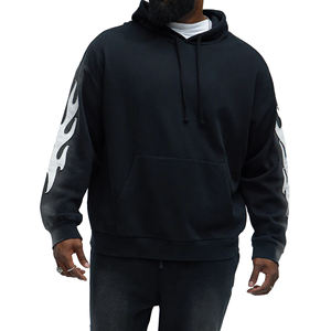 Sudadera con capucha de apliques de gran venta, OEM personalizada para hombre, estilo boxy, de felpa francesa lavada, con bordado desgastado y parche de apliques, MOQ bajo - Product Image 1