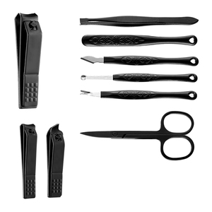 Wholesale 8-Piece German Stainless Steel Manicure Pedicure Kit <b>Nail</b> File Scissor Pusher Beauty Set PU Zipper Case Box Packaging - Product Image 3