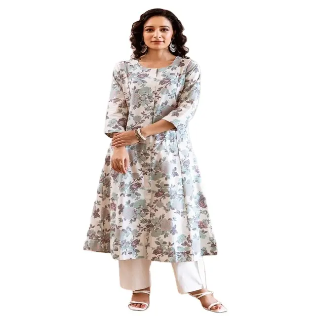 Ethnicrang presenta la nueva colección de verano para el uso diario de las mujeres de algodón floral diseñador Kurti, Pent Set precio al por mayor India