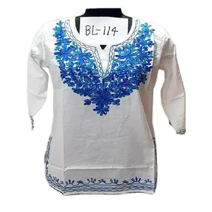 Trendy Women's Wear Cotton Kurti Top Best Quality Fabric Cut Work Embroidery Casual Wear Dress For Sale