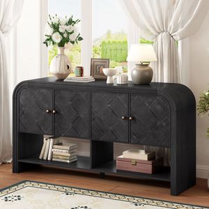 Consolle Versatile U_Style con Doghe in Legno Intrecciato e Impiallacciatura in Legno Massello per Ingresso, Corridoio, Soggiorno o Foyer - Product Image 2