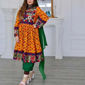 Robe Kuchi ethnique afghane en tissu Banarsi, style décontracté, dentelle naturelle, lavable, longueur au sol, coupe ajustée, robe Kuchi afghane - Product Image 4