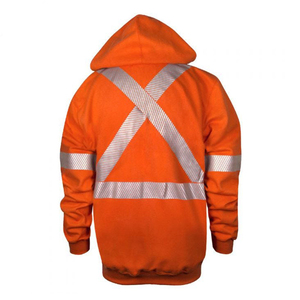 Sudadera con Capucha Reflectante de Alta Visibilidad Naranja, Impermeable, con Logotipo ANSI CLASE 3, Ropa de Trabajo con Bolsillo para Trabajadores de Carreteras y Construcción - Product Image 3