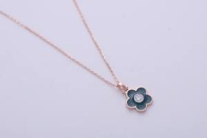 Fashion Blue Enamel Floral <b>Diamond</b> Pendant Charm Women Gift <b>Jewelry</b> 14K Yellow / White / Rose Gold - Product Image 2