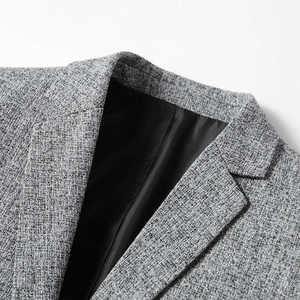 Blazer Homme Tendance Haut de Gamme 100% Coton à Simple Boutonnage 2026 – Veste de Costume Élégante et Décontractée à Col Montant Coupe Slim - Product Image 4
