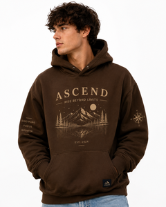 Sweat à capuche marron avec une belle broderie couleur crème, sweat à capuche pour homme 100% coton, molleton brossé, sweats à capuche élégants pour homme - Product Image 4