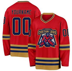 Maillot de hockey sur glace de qualité supérieure, nom et numéro personnalisés, logo (transfert thermique/broderie/impression numérique), 100% polyester - Product Image 4