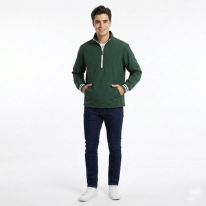 Chaqueta Cortavientos Verde para Hombre con Cierre de Cremallera, Color Sólido, Poliéster, Manga Larga con Bolsillos, para Otoño - Product Image 4