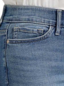 Women's Mid Waist Straight Leg <b>Jeans</b> Stonewashed Blue Cotton Five-pocket Casual Fit Full Length <b>Button</b> <b>Fly</b> Regular Style - Product Image 5