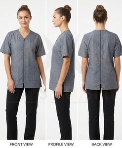 Uniforme Médico Gris de Poliéster para Mujer con Cierre Frontal y Bolsillos, Ropa de Trabajo Cómoda - Product Image 5