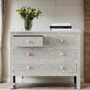 ILAHI's Bone Inlay <b>Drawer</b> Modern Design Agate Detailing <b>Storage</b> Portable Home Furniture - Product Image 2