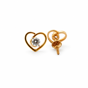 Pendientes de Oro Rosa de 18K con Diamantes en Forma de Corazón para Mujer, Acabado Pulido, Románticos, para Uso Diario, Fiestas, Bodas, Regalo de Joyería - Product Image 3