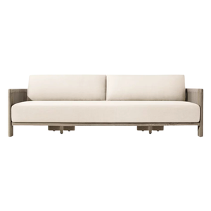 Luxury Modern Two Seat Curved Teak Wood <b>Outdoor</b> <b>Sofa</b> with Rope Woven Waterproof Cushions for Living Room & Villa Resort - Product Image 1
