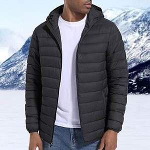 Veste matelassée légère pour homme avec capuche, résistante à l'eau et au vent, manteau isolé, couleur et design personnalisés OEM - Product Image 4
