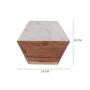 Posavasos Redondos, Cuadrados y Hexagonales de Mármol Blanco Natural y Madera de Acacia al por Mayor para Bebidas - Product Image 2