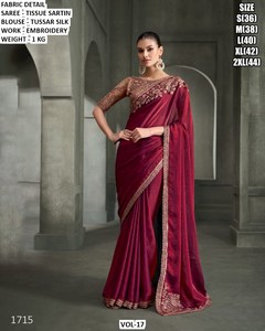 Elegant Pink Chiffon <b>Saree</b> with Embroidered Blouse for Women Traditional Moisture Wicking Wrinkle Free Wedding Wear Size S 2XL - Product Image 6