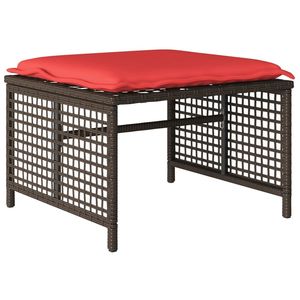 Divano da giardino in vetro Poly Rattan marrone 4 pezzi con cuscini - Product Image 6