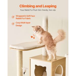 Grande Torre per Gatti in Legno da 68,9 Pollici, Arredamento Multi-Livello per Gatti, Soggiorni Accoglienti, Tiragraffi in Sisal, Centro Attività per Gatti - Product Image 4