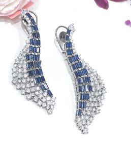 Exquisite Silver Plated Wing Shape Earrings With Zircon And <b>Crystal</b> Rhinestone For Women Party Jewelry <b>Set</b> - Product Image 2