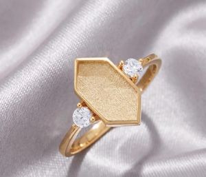 Anillo de Plata de Ley 925 con Bisel Hexagonal de 6x12mm para Guardar Leche Materna, Cenizas o Resina, Estilo Art Deco Vintage, Anillo en Blanco para DIY - Product Image 2
