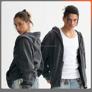 Fabricantes Ropa de ropa de calle personalizada Sudadera 380 Gsm Peso pesado Lavado con ácido Vintage Sudaderas con capucha de gran tamaño Unisex - Product Image 3