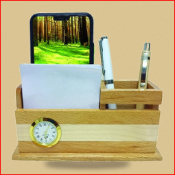 Organizador de escritorio con reloj, soporte para teléfono y portalápices, regalo de oficina multifunción, estilo sencillo - Product Image 6