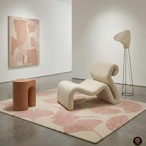 Luxury Modern Abstract Wool Rug Irregular Shape Floral Designer Hand Tufted Carpet Soft <b>Floor</b> Decor for Living Room Bedroom Home - Product Image 3