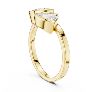 Trillion Cut <b>Cushion</b> Diamond Engagement <b>Ring</b> 18K Yellow Gold Bezel Setting 14K White Gold Fine Jewelry Women Two Stone <b>Ring</b> - Product Image 6