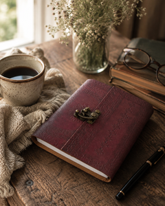 Journal relié en cuir fait main avec serrure en métal |   Carnet de notes vintage |   Carnet de croquis et journal de voyage, cadeau pour écrivains et artistes - Product Image 1