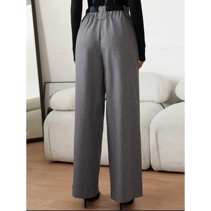 Pantalon drapé asymétrique à boutons ou pantalon asymétrique à taille large style coréen - Product Image 3