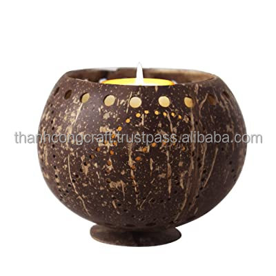 Special Vietnam coconut shell tealight candle holder