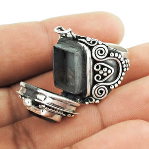 Daily Wear Punk Style Natural <b>Labradorite</b> Gemstone <b>Ring</b> In 925 Sterling Silver Unisex Boho Jewelry For Anniversary & Wedding - Product Image 2