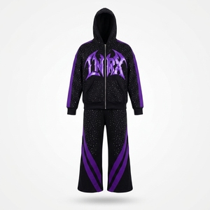 Conjunto Deportivo para Mujer con Capucha y Cierre, Sudadera de Mezcla de Algodón y Pantalones Anchos, Ropa Casual Urbana Premium - Product Image 1
