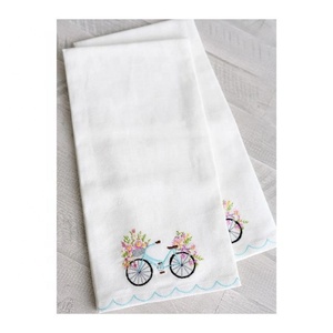 Floral vélo Design brodé supérieur fait à la main serviette absorbant cuisine multi-usages sublimé 2024 ensembles de torchons - Product Image 1