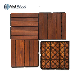 Dalles de terrasse emboîtables carrées en bois dur d'acacia du Vietnam, contemporaines, antidérapantes, imperméables, finition mate lisse huilée - Product Image 1