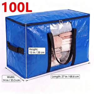 Set di 6 Borse per Trasloco Extra Large con Finestra Trasparente, Resistenti da 100L in PP, con Cerniera Rinforzata - Product Image 2